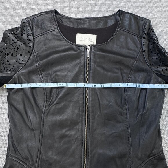 Hinge Womens Motorcycle Jacket Black Leather Full Zip Laser Cut Lined Size M NWT - Picture 12 of 16